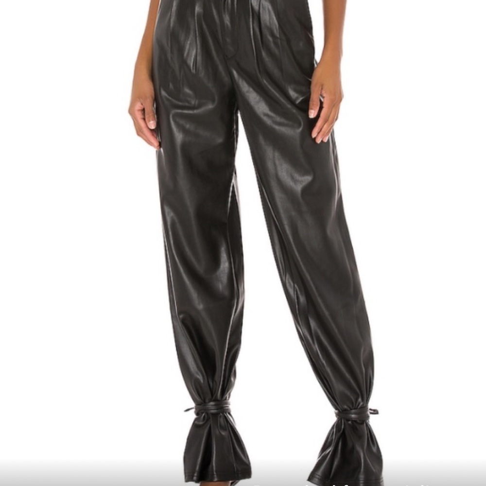 L’Academie Gather Ankle Faux Leather Pants